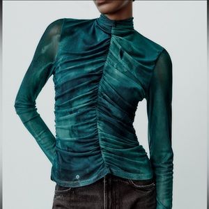 Zara Printed Tulle Top